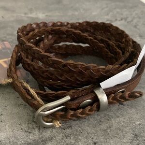 Bed Stu Phil Braided Leather Wrap Belt Brown Large